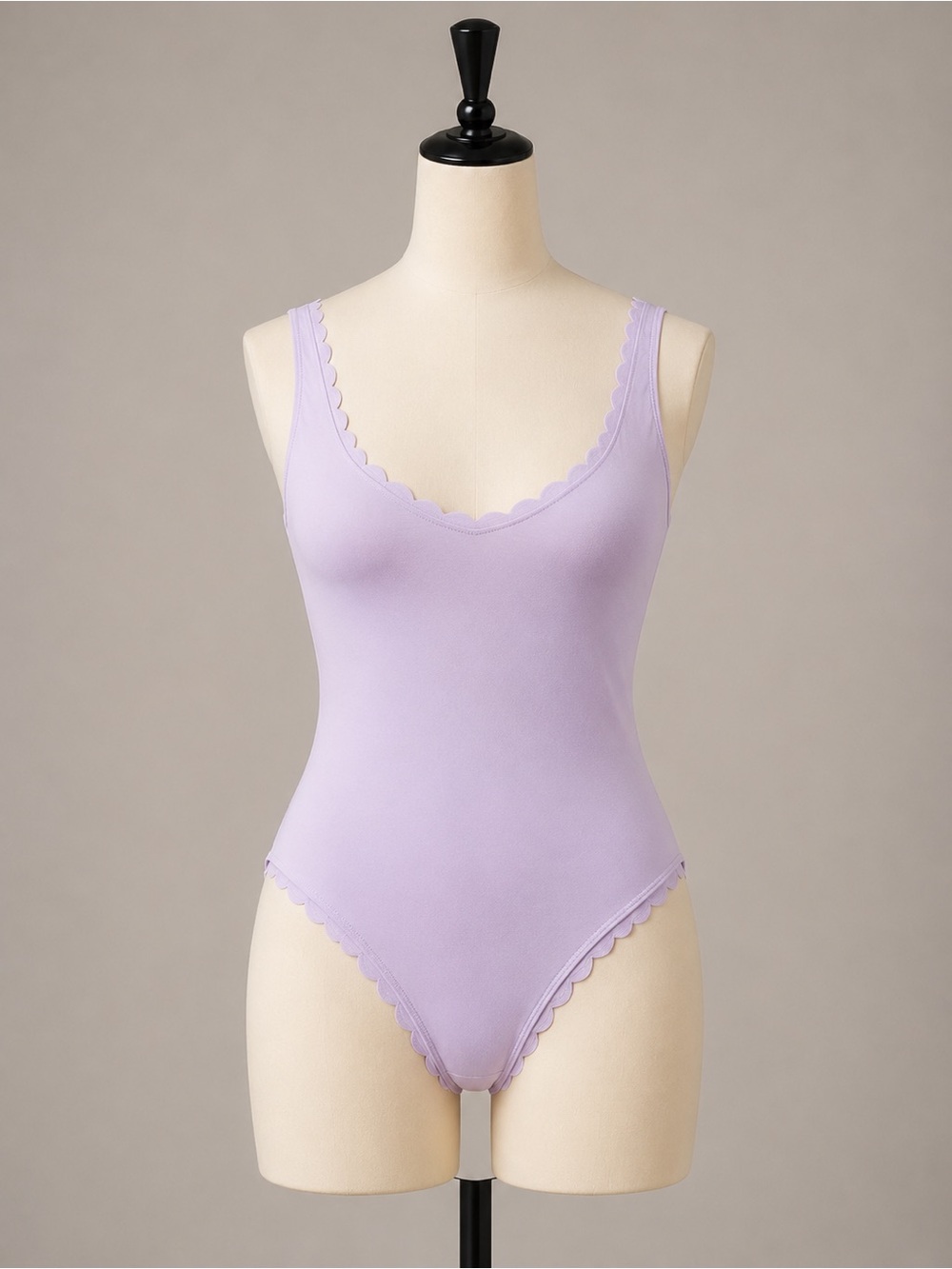 Seamless Scallop Trim Bodysuit - Lavender